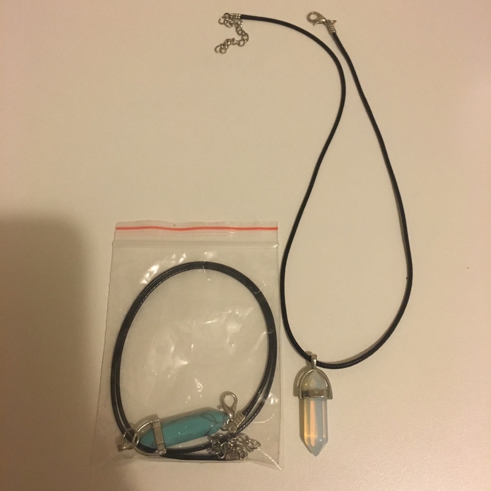 2 stone prism necklaces